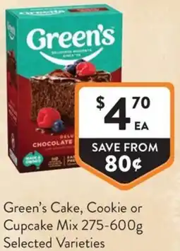 Foodworks Green's Cake, Cookie or Cupcake Mix offer