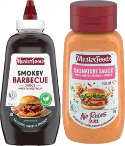 IGA MasterFoods Tomato or Barbecue Squeezy Sauce 500mL or No Rules Sauce 250mL Selected Varieties offer
