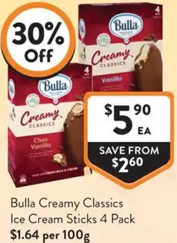 Foodworks Bulla Creamy Classics Ice Cream Sticks offer