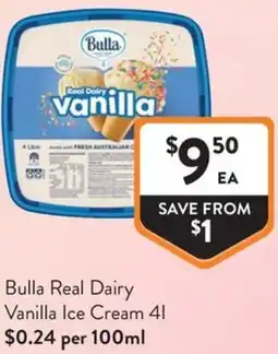 Foodworks Bulla Real Dairy Vanilla Ice Cream offer