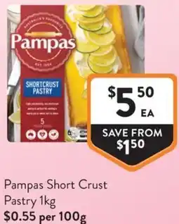 Foodworks Pampas Short Crust Pastry offer