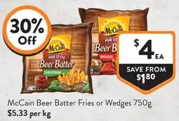 Foodworks McCain Beer Batter Fries or Wedges offer