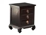 LivingStyles Maluku Solid Mahogany Timber 3 Drawer Bedside Table - Chocolate offer