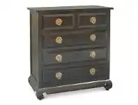 LivingStyles Wowoni Solid Mahogany Timber 5 Drawer Tallboy - Chocolate offer