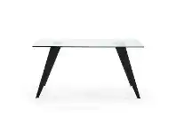 LivingStyles Neville Tempered Glass & Steel Dining Table, 180cm, Clear / Black offer