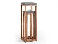 Laina 2 Piece Cement & Acacia Timber Planter Stand Set