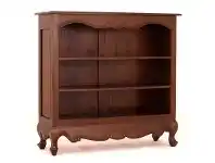 LivingStyles Queen Ann Solid Mahogany Timber Lowline Bookcase, Mahogany offer