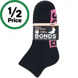 Woolworths Bonds Ladies’ Cushioned 1/4 Crew Socks Assorted offer