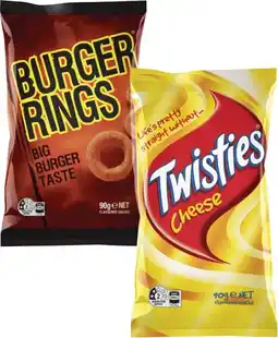 Coles Twisties, burger rings or cheetos offer