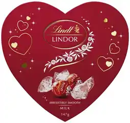 Coles Lindt Lindor Milk Chocolate Heart Gift Box offer