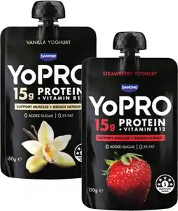 Coles YoPro High Protein Yoghurt Pouch No Added Sugar offer