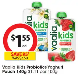 Coles Vaalia Kids Probiotics Yoghurt Pouch offer