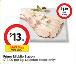 Coles Primo Middle Bacon offer