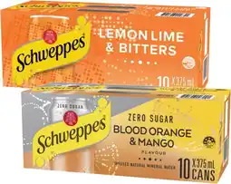 Coles Schweppes Mixers or Sparkling Water 10x375mL offer