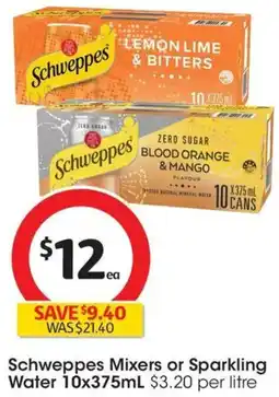 Coles Schweppes Mixers or Sparkling Water offer