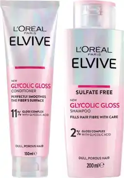 Coles L'Oréal Elvive Glycolic Gloss Shampoo 200mL or Conditioner 150mL offer