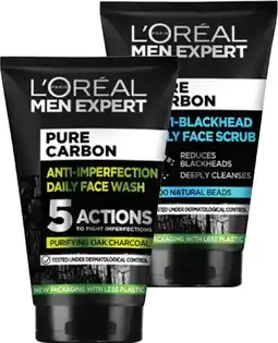 Coles L'Oréal Men Pure Carbon Face Wash or Scrub 100mL offer