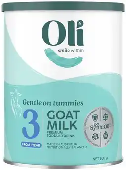 Coles Oli6 Goat Milk Stage 3 Premium Toddler Drink offer