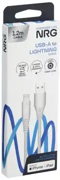 Coles NRG White Lightning Cable 1.2 Metres offer