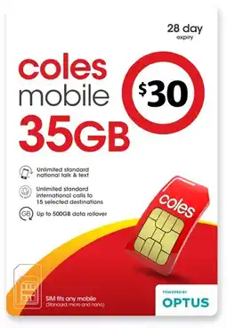 Coles Coles Mobile $30 Prepaid SIM offer