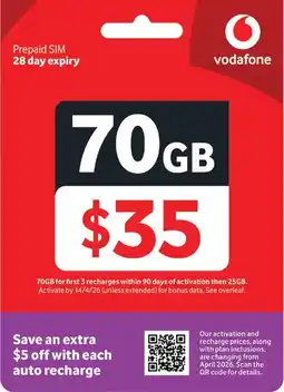Coles Vodafone $35 Prepaid Plus Starter Pack offer