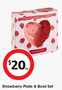 Coles Strawberry Plate & Bowl Set offer