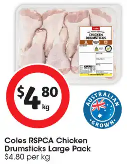 Coles Coles RSPCA Chicken Drumsticks Large Pack offer