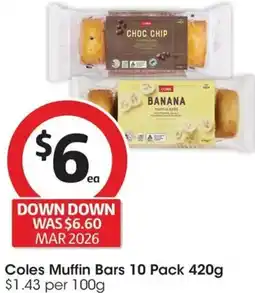 Coles Coles Muffin Bars 10 Pack offer