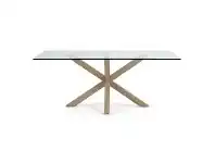 LivingStyles Bromley Tempered Glass & Steel Dining Table, 200cm, Clear / Natural offer