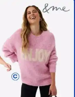 BIG W Intarsia Knit Jumper, Pink $25 offer