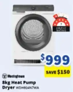 Bi-Rite 8kg Heat Pump Dryer WDH804N7WA offer