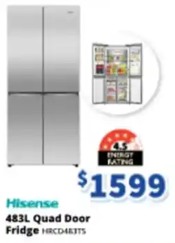 Bi-Rite Hisense Quad Door Fridge HRCD4B3TS offer