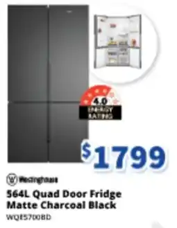 Bi-Rite Quad Door Fridge Matte Charcoal Black WQE5700BD offer