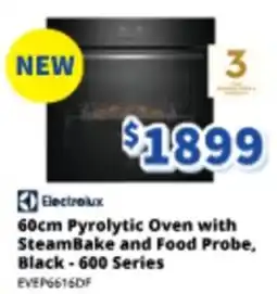 Bi-Rite 60cm Pyrolytic Oven with SteamBake and Food Probe, Black - 600 Series EVEP6616DF offer