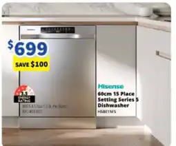 Bi-Rite Hisense 60cm 15 Place Setting Series 5 Dishwasher offer