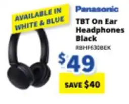 Bi-Rite Panasonic TBT On Ear Headphones Black RBHF6308EK offer