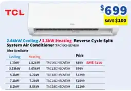 Bi-Rite 2.64kW Cooling/3.3kW Heating Reverse Cycle Split offer