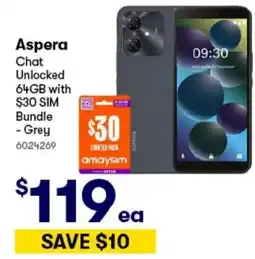 BIG W Aspera Chat Unlocked 64GB with $30 SIM Bundle - Grey offer