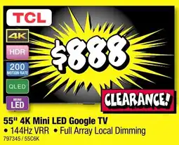 JB Hi-Fi 55" 4K Mini LED Google TV offer