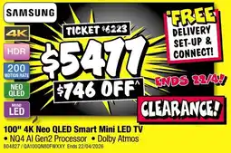 JB Hi-Fi 100" 4K Neo QLED Smart Mini LED TV offer