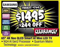 JB Hi-Fi 65" 4K Neo QLED Smart Al Mini LED TV offer