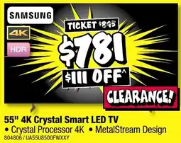 JB Hi-Fi 55" 4K Crystal Smart LED TV offer