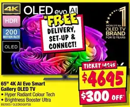 JB Hi-Fi 65" 4K AI Evo Smart Gallery OLED TV offer