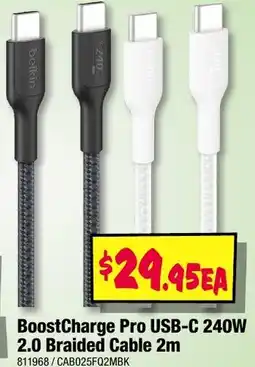 JB Hi-Fi BoostCharge Pro USB-C 240W 2.0 Braided Cable 2m offer