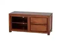 Amsterdam Mahogany Timber 2 Drawer TV Unit, 120cm, Light Pecan