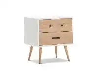LivingStyles Mora Retro Wooden 2 Drawer Side Table offer