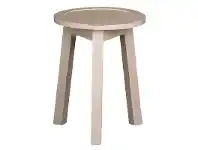 Budget Handcrafted Mahogany Timber Round Lamp Table, Rose White