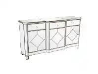 LivingStyles Kensington Mirrored Glass 3 Door 3 Drawer Buffet Table, 160cm offer
