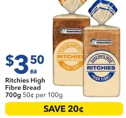 Ritchies Ritchies High Fibre Bread offer