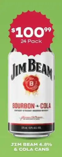 Thirsty Camel JIM BEAM 4.8% & COLA CANS offer
